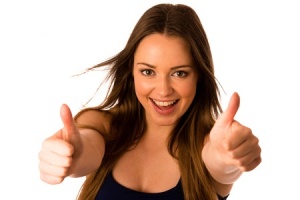 girl with thumbs up
